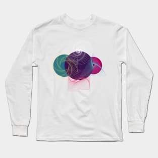 Futuristic neon spirals hexagons Long Sleeve T-Shirt